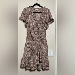 Max Studio Mauve Geometric Asymmetrical Wrap Dress